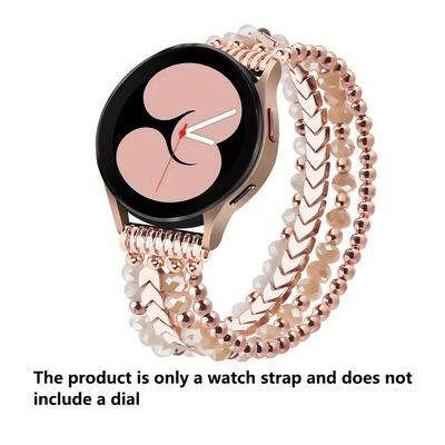 TEMU 20mm Handmade Beaded Strap Light Business Wristband Breathable Design Compatible With, , Fitbit Interface Workplace Party Sports Outfit Gift Girl Style Image
