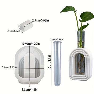 TEMU Arched Hydroponic Vase Silicone Mould Diy Hydroponic Test Pipe Planter Plaster Casting Mold Resin Craft Making Home Decoration Image