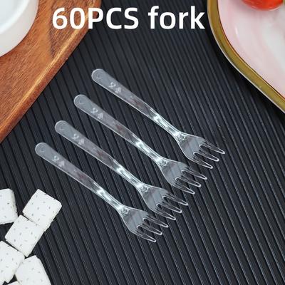 TEMU 60/110pcs Dessert Fork And Spoon, Fruit Fork, Tasting Fork, Creative Spoon, Ice Cream Spoon, Caviar Spoon, Baking Spoon, Suitable For Baking, Birthday, Cake, Party, Day, Graduation Ceremony Image