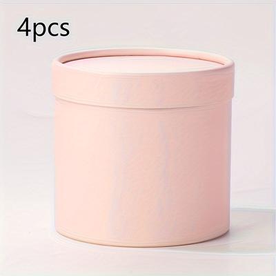 TEMU Pack Of 4 Round Flower Boxes, Small Handheld Flower Buckets For Packaging Flowers In Multiple Buckets For Weddings, Birthdays, Anniversaries, Valentine's Day And Day Image