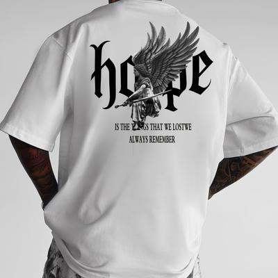 "TEMU Men's Style Geometric Print T-shirt - " " Graphic With , White, Loose Fit, Polyester, Machine Washable, Summer Essential" Image