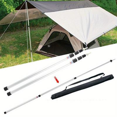 TEMU 2x Telescopic Tent Poles Aluminum 3 Section Design For Hammock Awnings Canopy Tent Tarpaulin Image