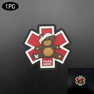TEMU 1pc Bear 3d Pvc Material Patch Badge, With Hook And Backside, Suitable For Bags, Backpacks, Vests And Clothing Decoration Image