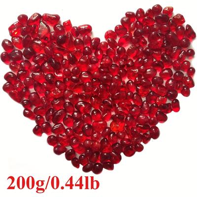 TEMU Vibrant Red Glass Decorative Stones - Irregular And Smooth, For Aquariums, Vase Fillers, Outdoor Garden Landscapes, Aquarium Decor Image