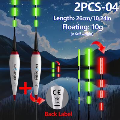 TEMU 2pcs Bite Float -changing Fishing Floats With , 3g-13g Weight, Ideal For Fishing, White, , Night Fishing Gear | Sleek White Floats | Highvisibility Material Image