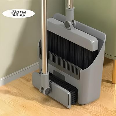 TEMU Ldq 3-in-1 Folding Broom And Broom Set, Flagless Broom, Multi Sided Cleaning Kit, Suitable For Living Room, Bedroom, Bathroom, Carpet, Hard Floor, Durable Plastic, Home And Dormitory Use Image