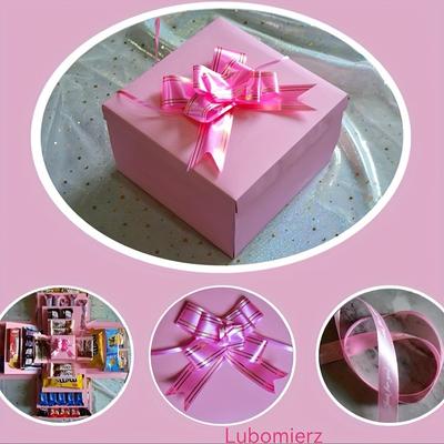 TEMU 1pc Pink Explosion Gift Box With Satin Ribbon Bow - Sturdy Paper Multi-use Surprise Snack Box For Birthdays, Weddings, Showers & Mother’s Day - Versatile Party Favor Packaging Image