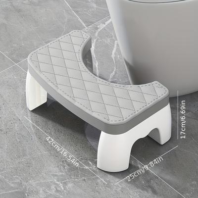 TEMU Ergonomic Quilted Toilet Stool For Adults - Comfortable Plastic Bathroom Aid In Gray, White, And Blue With Textured Surface For Stability And Style, Bathroom Aid | | Textured Surface Stool Image