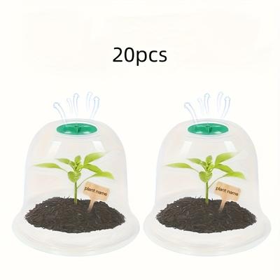 TEMU 20pcs Reusable Plant Covers - Transparent Plastic Weather Protection Cover, Suitable For Garden Plants, Flowers, Vegetables And Trees, Seasonal Outdoor Plant Care Image