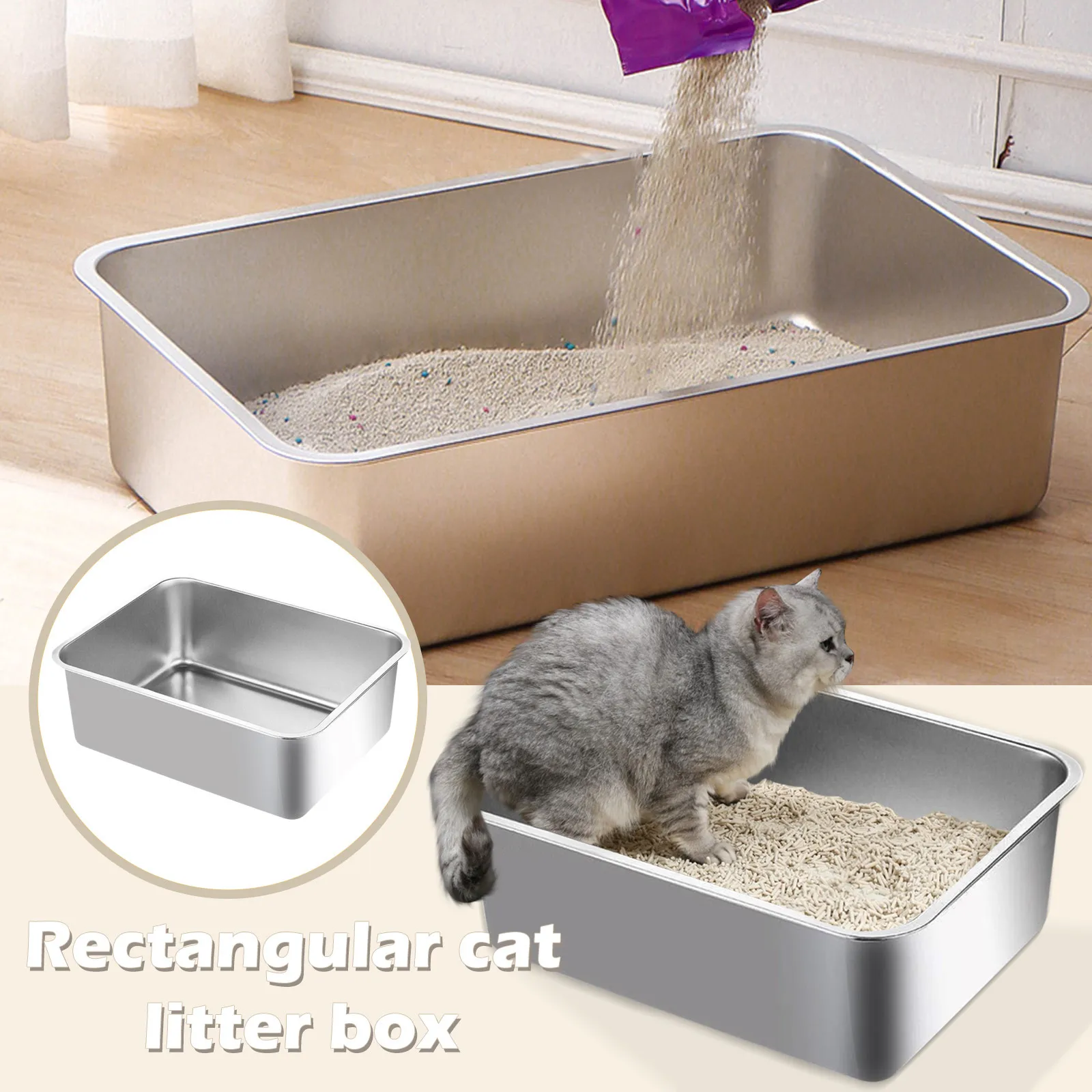 Stainless Steel Cat Litter Box For Big Cats,Small Stainless Steel Litter Box,Large Metal Cat Litter Box-Easy To Clean 고양이 화장실