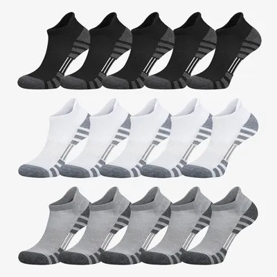 1/5 Pairs Unisex Ankle Athletic Running Socks Low Cut Sports Socks Breathable Cushioned Tab Socks for Men and Women