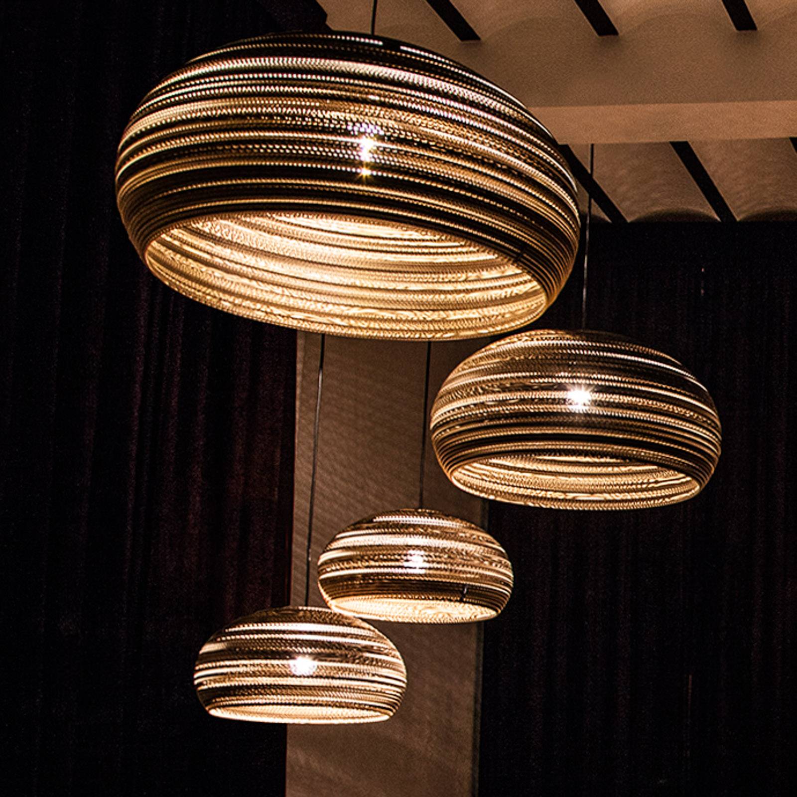 Think Paper Hängelampe Dandy 440, dimmbar, braun / rost, für Wohn- / Esszimmer, Papier / Lunolit / Lunopal, Modern, Pendelleuchte