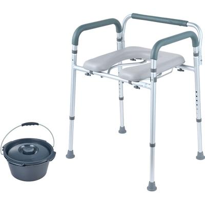 Toilettenstuhl, 7-stufig verstellbarer Nachtstuhl mit gepolsterter Sitzfläche und Armlehnen, Image
