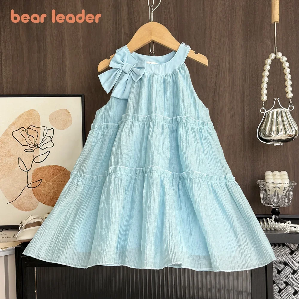Bär Führer Baby Mädchen Mesh Geburtstag Party Kleider Sommer Blau Schleife Kuchen Prinzessin Kleid Ärmellose Kinder Mode Tragen Kleidung Image