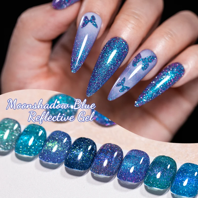 MEET ACROSS 7 ml Auroras Glitzer-Nagellack-Gel-Tränen der Engel, kristallglänzend wie ein Märchen, Soak Off UV-Nagelkunst-Lack Image