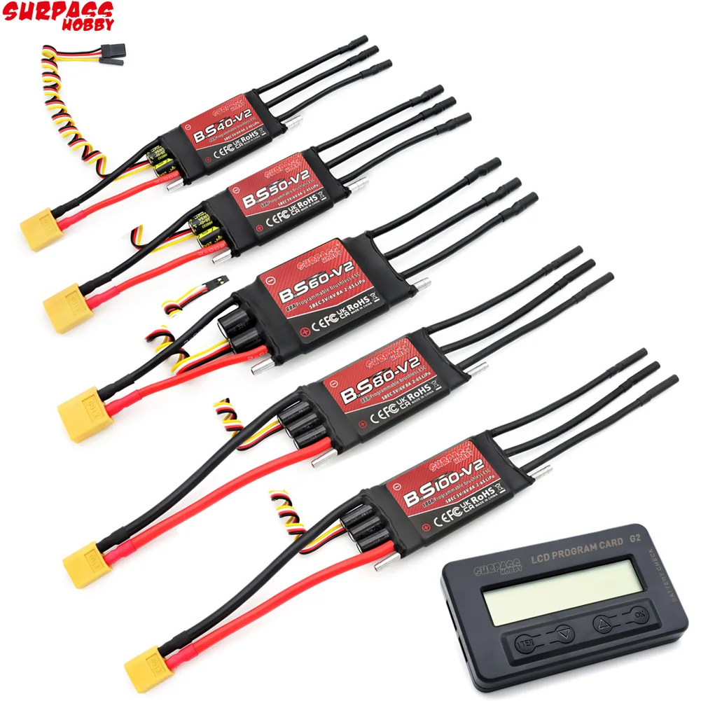 SURPASS HOBBY 100A 40A 50A 60A 80A V2 2-6S Bürstenloser Regler mit Ubec XT60-Stecker für RC-Schiff RC-Boot Pneumatischer Unterwasserstrahlruder