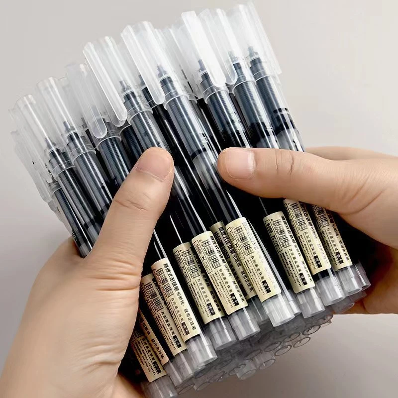 10 teile/satz Schnell trocknend 0,5mm Roller Stift Schwarz/Rote tinte Gerade Flüssigkeit Rollerball Gel Stift für Büro & schule Student Schreibwaren Image