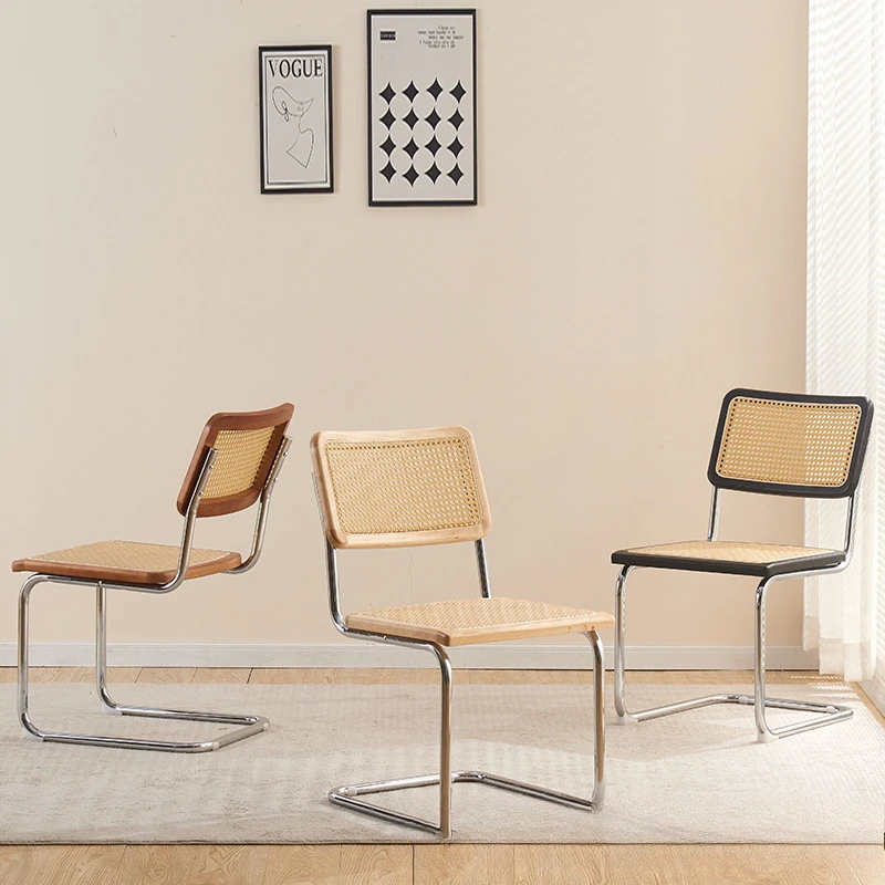 Vintage-Esszimmerstuhl aus Korbgeflecht, Retro-Bürostuhl aus Holz, kreatives Rattan-Design für das Arbeitszimmer im Innen- und Außenbereich, hervorragende Verhandlung Image