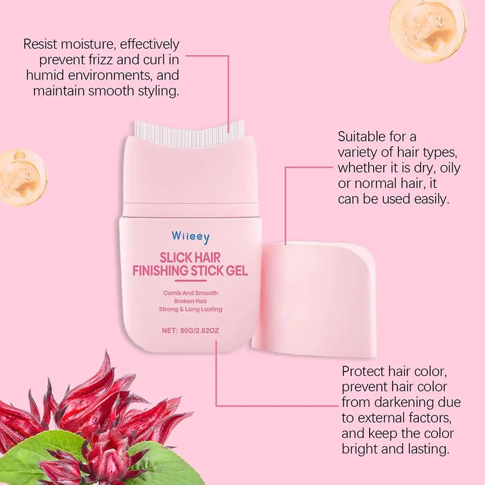 Haar-Styling-Gel für Kinder, Haarwachsstift für Kinder, integrierter Kamm, 2-in-1-Haar-Finishing-Stick, natürlich, erfrischend, nicht fettend Image