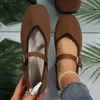 Jahreszeiten Damenschuhe, elegante Ballerinas, modische Pumps, Schnallenriemen, Mary Jane-Schuhe, gestrickter Stoff, Freizeitschuhe, Damen-Loafer