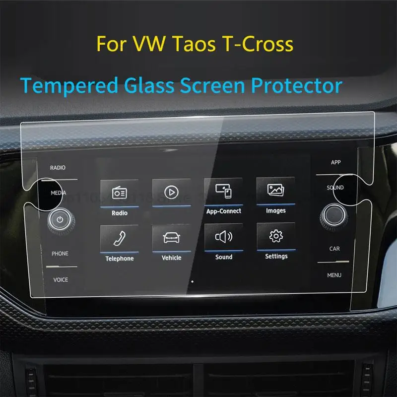 Displays chutz folie aus gehärtetem Glas für VW Volkswagen Taos T-Cross 10,1 8 Zoll Zoll Autoradio GPS Navigation Innenraum Image