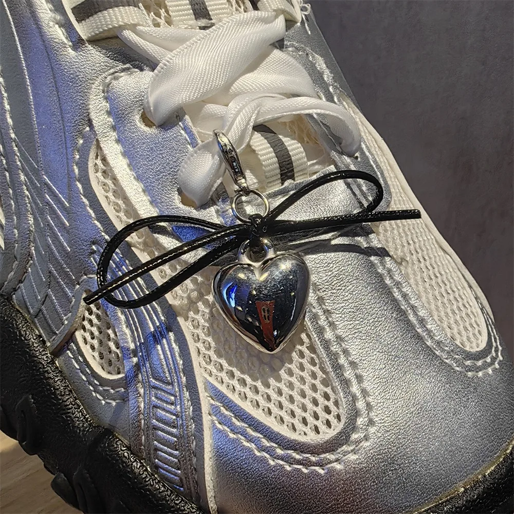 Spitze Silber Schleife Spitze Schnürsenkel Dekorative Schnalle Perle Schleife Herz Schuhkette Ballett Stil Schnürsenkel Blume Schuhe Schnürsenkel Zubehör