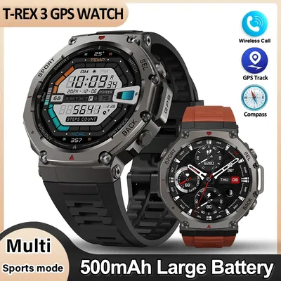 T-Rex 3 GPS-Smartwatch, 5 ATM wasserdicht, integrierter Dualband-GNSS-Kompass, Militärsport-Anruf, Image