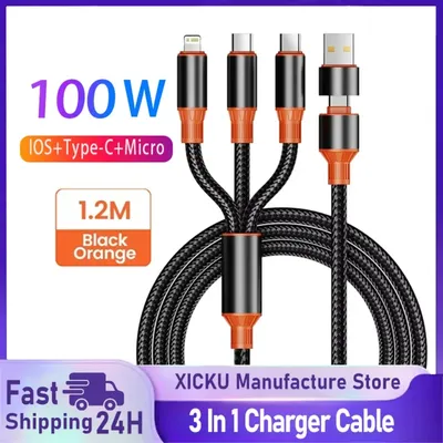 3-in-1-USB-Kabel Typ C-Kabel für Samsung Xiaomi Huawei USB-C-Kabel für iPhone 13 14 15 16 Pro Image