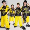 Hip Hop Jungen Kontrast T-shirt Weste Cargo Hosen Street Dance Shorts Mädchen Jazz Kostüm Kinder Kleidung Set Kinder K-pop Streetwear