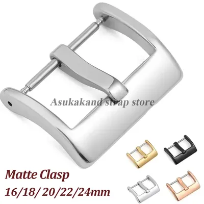 304L Edelstahl Dornschließe Quadratischer Knopf Matter Verschluss Leder Gummi Uhrenarmband Metallschnalle Zubehör 16/18/20/22mm 24mm Image