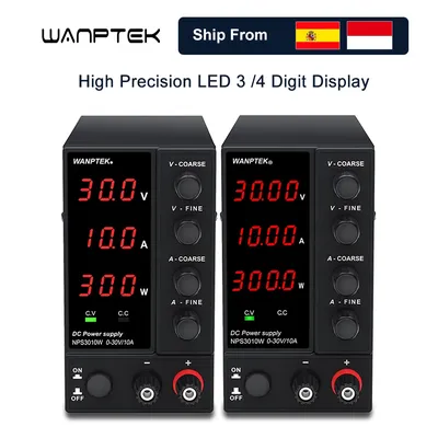 Wanptek Labor-Netzteil, einstellbar, 30 V, 6 A, 30 V, 10 A, 60 V, 5 A, 120 V, 3 A, Ziffernanzeige, Spannungsregler, Tisch-DC-Netzteil Image