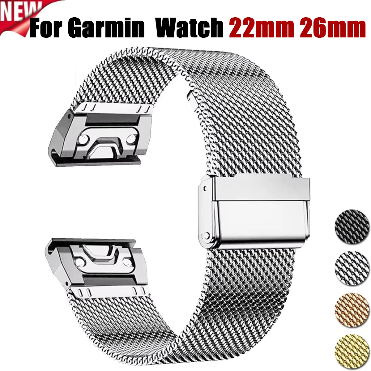 Edelstahlarmband für Garmin Watch Fenix Fenix 8 E 6 6x 7 7x Pro 5 5x Plus 5s 6s 20/22/26mm Metallarmband Armband Ac Image