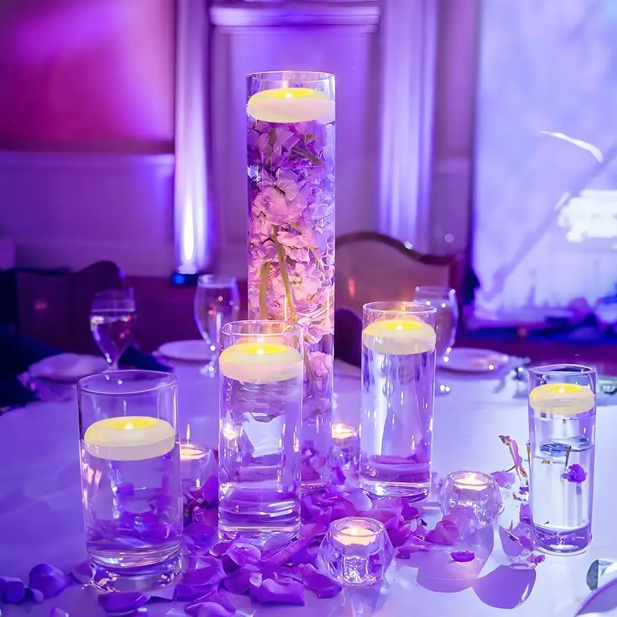 3-Zoll-Schwimmkerze aus Kunststoff, wasserdicht, flammenlos, schwimmendes LED-Kerzenlicht, Glasbecher, Kerzenständer, Röhrenvase, Esstisch, Kunst Image