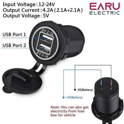 12/24V Dual USB Port Auto Ladegerät Motorrad 5V 4,2A Ladegerät Buchse Wasserdicht Schnell Lade Image