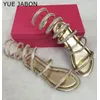 Große größe 34-46 Gold Sommer frauen flache sandalen Kristall Sexy Frauen Gladiator Sandale frauen Stiefel Schlange Flache Frauen Schuhe römische schuhe