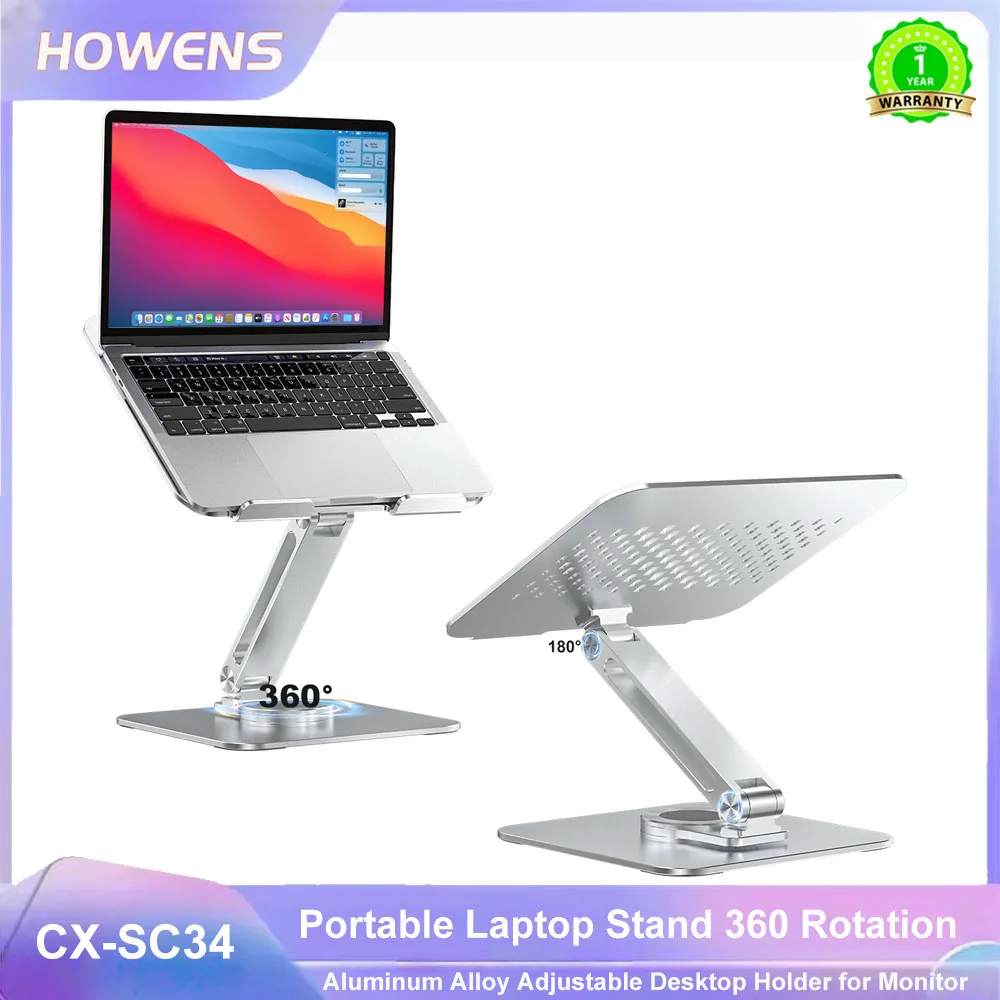 Tragbarer Laptop-Ständer aus Aluminiumlegierung 360° Drehbar 3kg Tragkraft Faltbarer Verstellbarer Desktop-Halter für Tragbaren Monitor Image