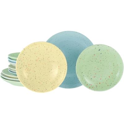 Teller-Set CREATABLE "Confetti, Tellerset 12-tlg.", bunt, 12 tlg., Steinzeug, Geschirr-Sets, Unregelmäßige bunte Punkte, Gute Laune Geschirr, Frisch, Freundlich Image