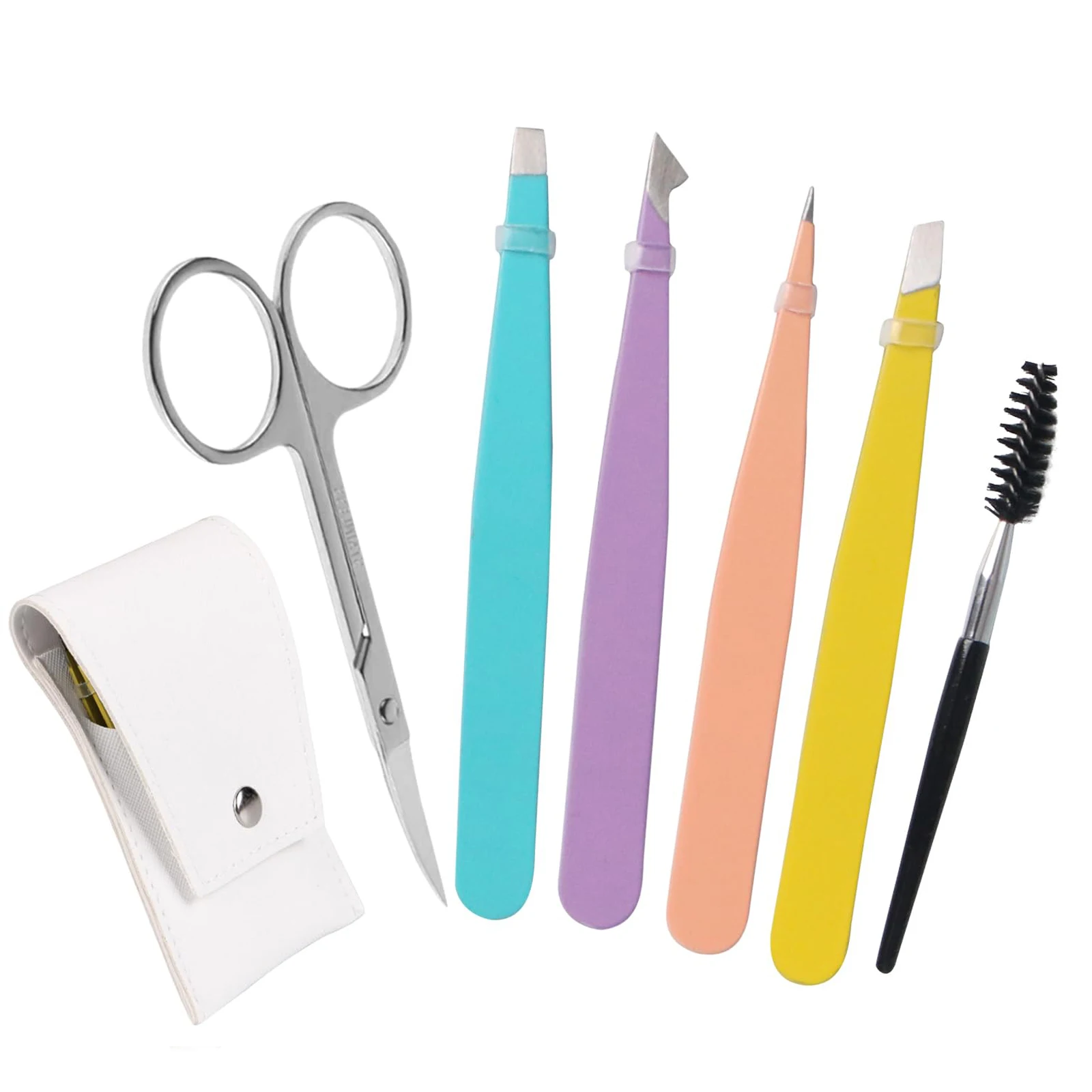 6-teiliges Augenbrauenpinzetten-Set – Pinzette für Damen und Herren, Gesichtshaar, Kinn, Augenbrauen-Set, Pinzette für eingewachsene Haare, Präzisionspinzette Image