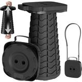 FREEAMG 2025 Upgraded Portable Folding Stool Collapsible Stool Telping Camping Stool with Max Load Capacity 485lbs Square Retractable Seat for Camping Garng shing Hi BBQ[Black]