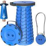 FREEAMG 2025 Upgraded Collapsible Stool Portable Folding Stool Telping Camping Stool Round Retractable Seat with Anti-Slip Bm for Camping Garng shing Hi BBQ [Blue]