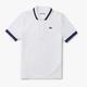 Lacoste Womens UV Protect Stripe Collar Tennis Polo Shirt in White - Size 8 UK | Lacoste Sale | Discount Designer Brands