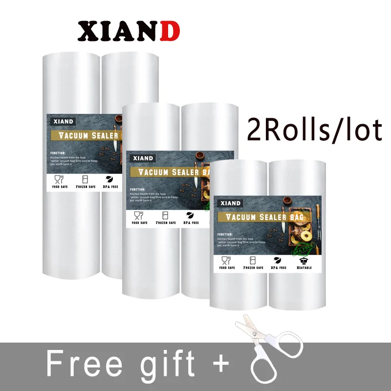 Sacs de rangement sous vide pour aliments de cuisine, 2 rouleaux/Lot, pour scelleuse sous vide, garde les aliments 12/15/17/20/22/25/28/30cm x 500cm