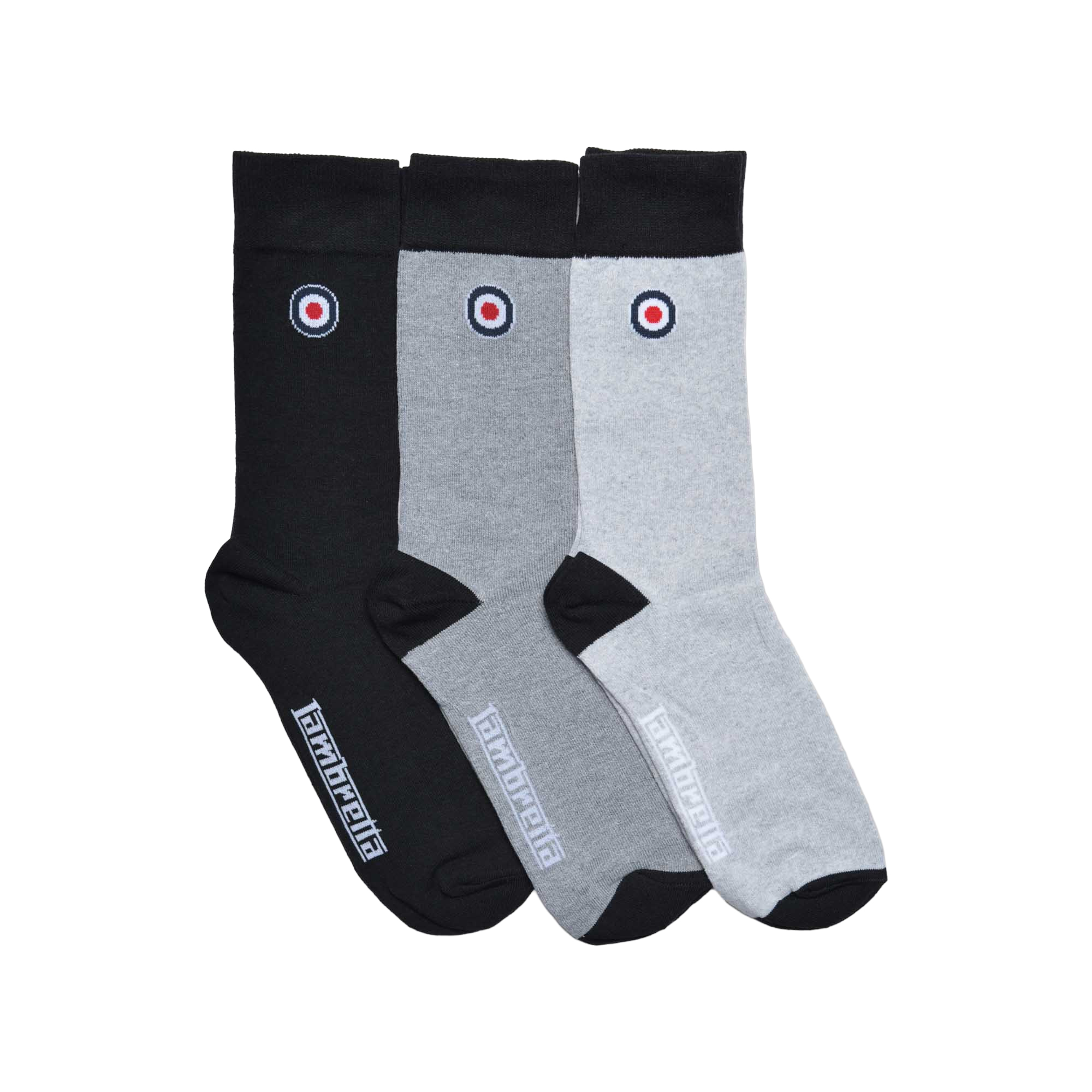 Lambretta - Socken für Herren(3er-Pack) (Schwarz/Holzkohle/Grau)