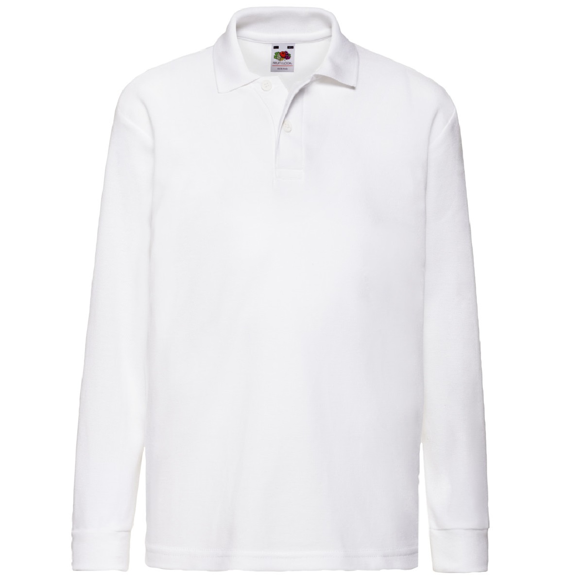Fruit of the Loom Kinder Polo Shirt, Langarm (Weiß) Image
