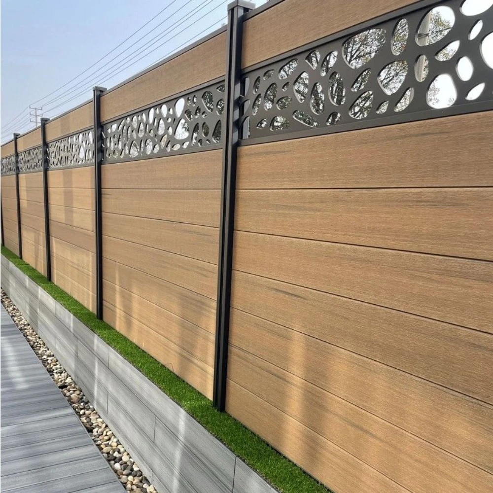Recinzioni modulari dal design moderno Pannelli di recinzione a doghe per la privacy del cortile orizzontale in metallo di alluminio Recinzione da giardino per esterni