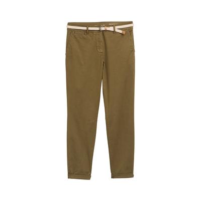 TOM TAILOR Damen Slim Chino Hose mit Gürtel, grün, Uni, Gr. 44/32 Image
