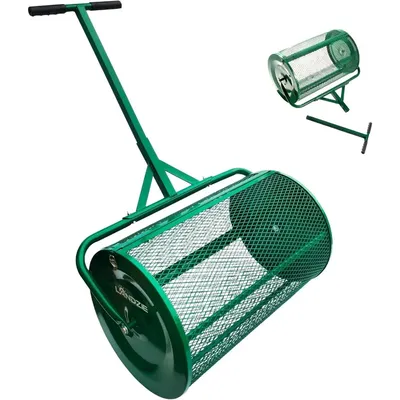 The Original Compost and Peat Moss Spreader Roller - Top Soil, Sand, Manure, Mulch, Top Dressing