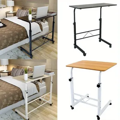 Laptop Table Stand Rolling Cart Computer Desk Sofa Bed Adjustable 27.5"- 37.8"