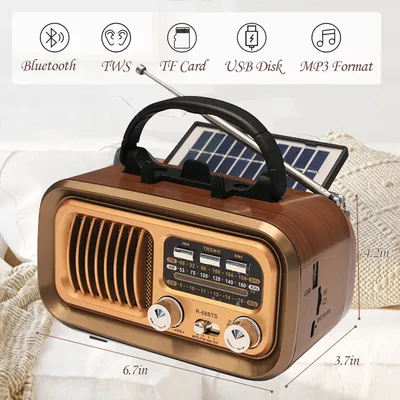 Portable DSP Radio Classic Vintage FM AM SW Radios Wireless Retro Solar Bluetooth Speaker USB Music