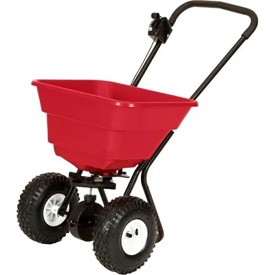 Deluxe Heavy-Duty Walk-Behind Commercial Broadcast Spreader Pre-Assembled with Pneumatic Tires,